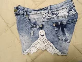 Shorts vaqueros niña con encaje