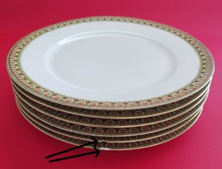 6 Platos Limoges 25cm Filo Dorado Vegetal