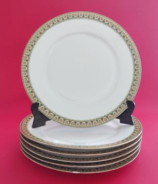 6 Platos Limoges 25cm Filo Dorado Vegetal