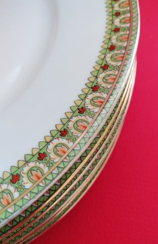 6 Platos Limoges 25cm Filo Dorado Vegetal