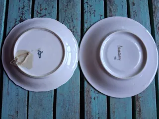 Lote 4 platos y cucharas porcelana