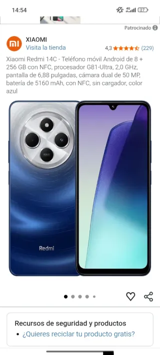 Xiaomi Redmi 14C 256GB Azul