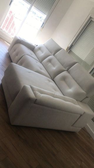 Sofá 3 plazas motorizado blanco roto