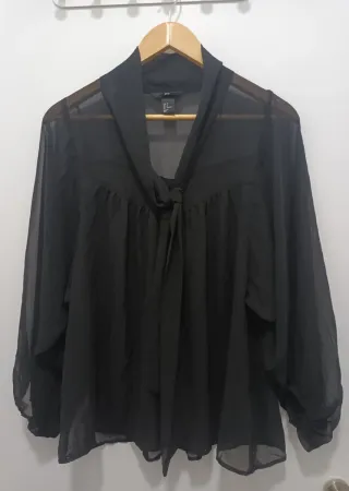 Blusa transparente Negro Mujer