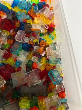 Lotto pezzi LEGO colorati trasparenti