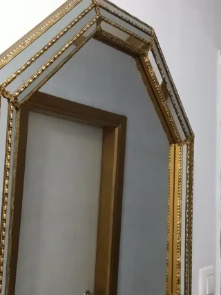 Espejo vintage octogonal dorado Hollywood Regency