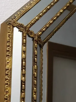Espejo vintage octogonal dorado Hollywood Regency