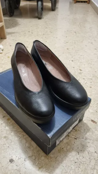 Zapatos de salón negros plataforma piel 38