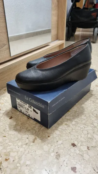 Zapatos de salón negros plataforma piel 38