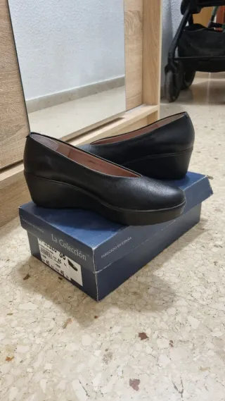 Zapatos de salón negros plataforma piel 38