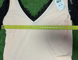 Top Cache Cache Rosa Palo Encaje Negro Talla S