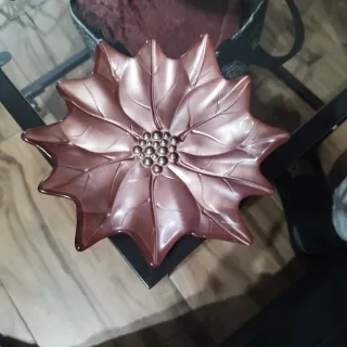 Adorno flor poinsettia dorado y rosa