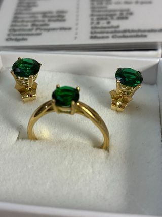 Anillo y Pendientes Oro 18k Esmeraldas Muzo