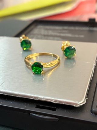 Anillo y Pendientes Oro 18k Esmeraldas Muzo