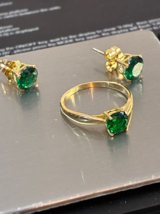 Anillo y Pendientes Oro 18k Esmeraldas Muzo