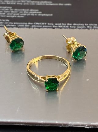 Anillo y Pendientes Oro 18k Esmeraldas Muzo