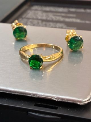 Anillo y Pendientes Oro 18k Esmeraldas Muzo