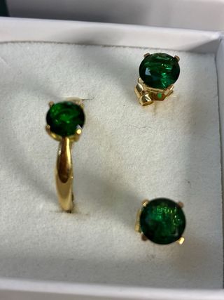 Anillo y Pendientes Oro 18k Esmeraldas Muzo