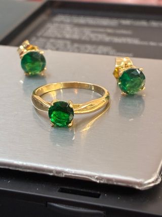 Anillo y Pendientes Oro 18k Esmeraldas Muzo