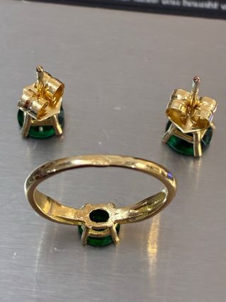 Anillo y Pendientes Oro 18k Esmeraldas Muzo