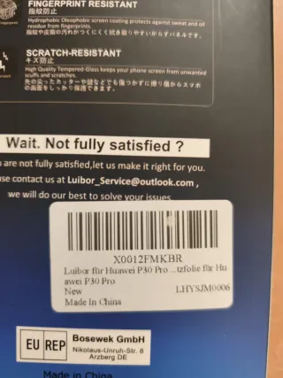 Protettore Schermo in Vetro Temperato per Huawei P30 Pro