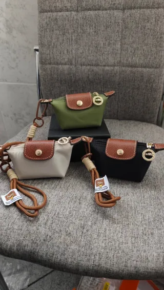 Monedero Longchamp Beige, Negro y Verde