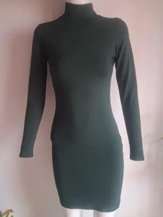 Vestido Zara Invierno Manga Larga Verde