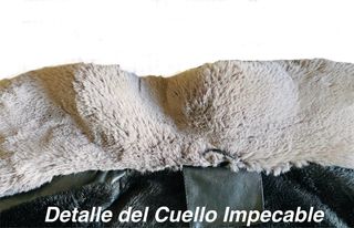 Chaqueta polipiel negra con pelo gris