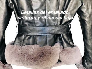 Chaqueta polipiel negra con pelo gris