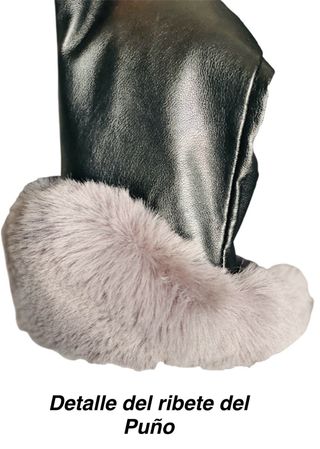 Chaqueta polipiel negra con pelo gris