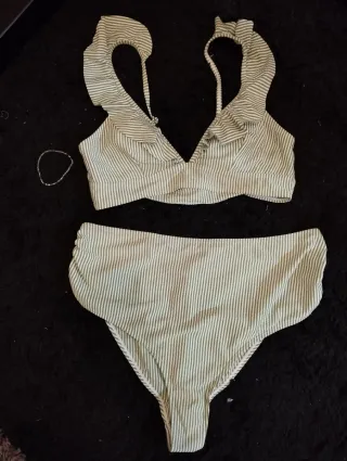 Bikini premamá rayas verde y blanco