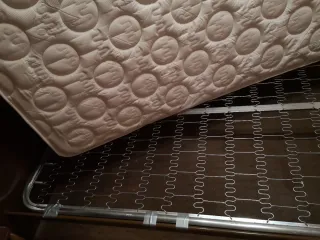 Cama Matrimonio Tela y Madera