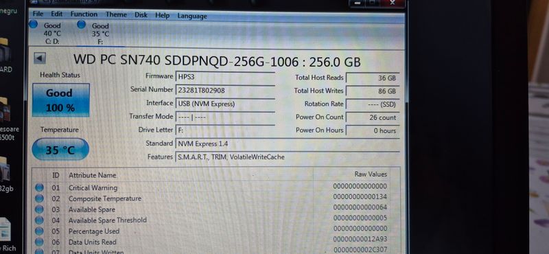 SSD 256GB NVMe M.2 PCIe Gen4X4 afbeelding 2