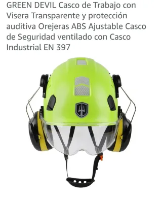 Casco de trabajo verde con visera