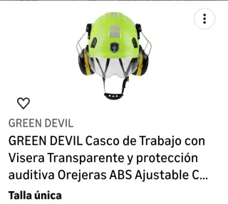 Casco de trabajo verde con visera