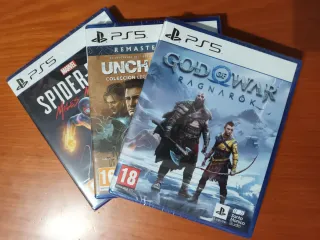 Lote 3 juegos PS5: Spider-Man, Uncharted, God of W