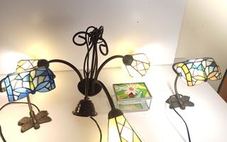 Juego 3 Lámparas Tiffany Art Nouveau