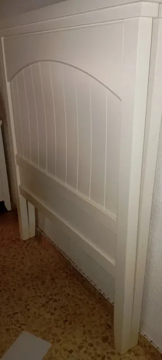 2 Cabeceros Madera Maciza Blancos Cama 90