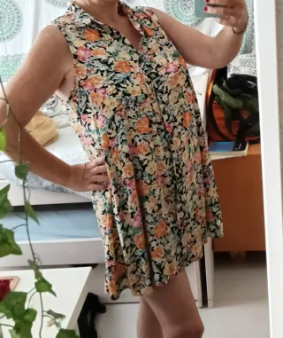 Blusón/Vestido floral sin mangas XL