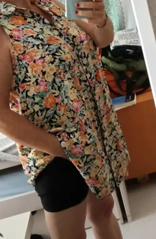 Blusón/Vestido floral sin mangas XL