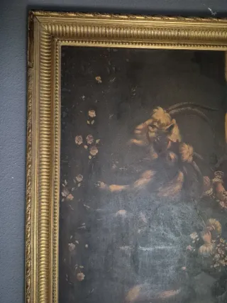 Óleo sobre tabla con marco dorado