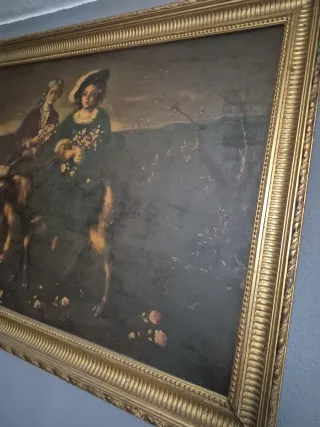 Óleo sobre tabla con marco dorado