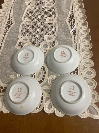4 Platos Porcelana China Macao Antiguos