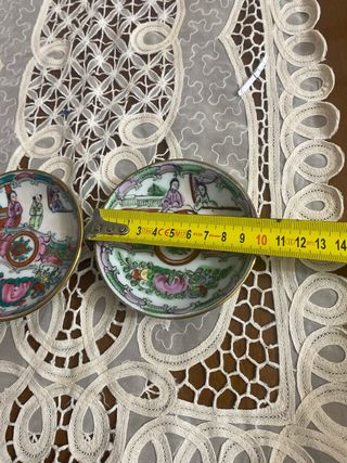 4 Platos Porcelana China Macao Antiguos