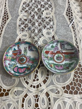 4 Platos Porcelana China Macao Antiguos