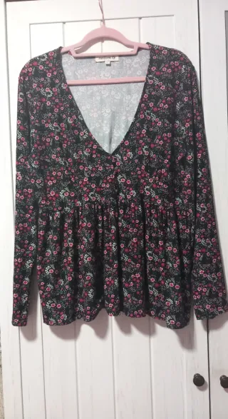 Blusa Natura floral manga larga talla XL