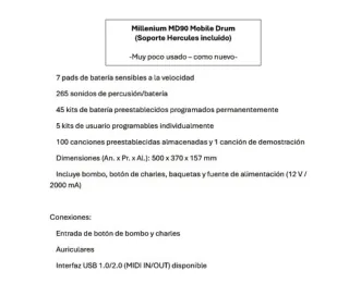 Millenium MD-90 Batería Electrónica