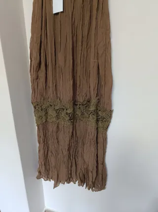 Vestido largo Zara arrugado bordado ZW Collection