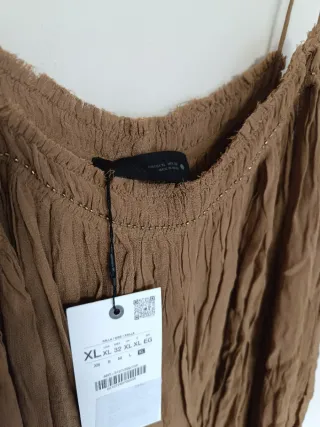 Vestido largo Zara arrugado bordado ZW Collection