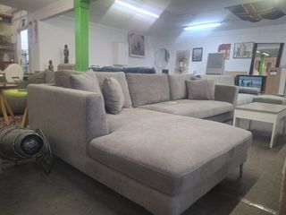 Sofá rinconera gris tela